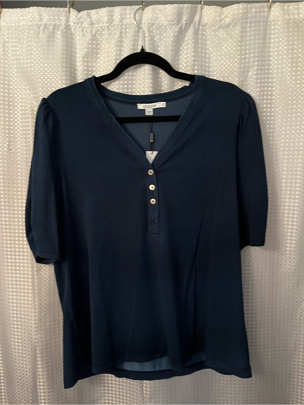 Navy Short Sleeve Henley Top